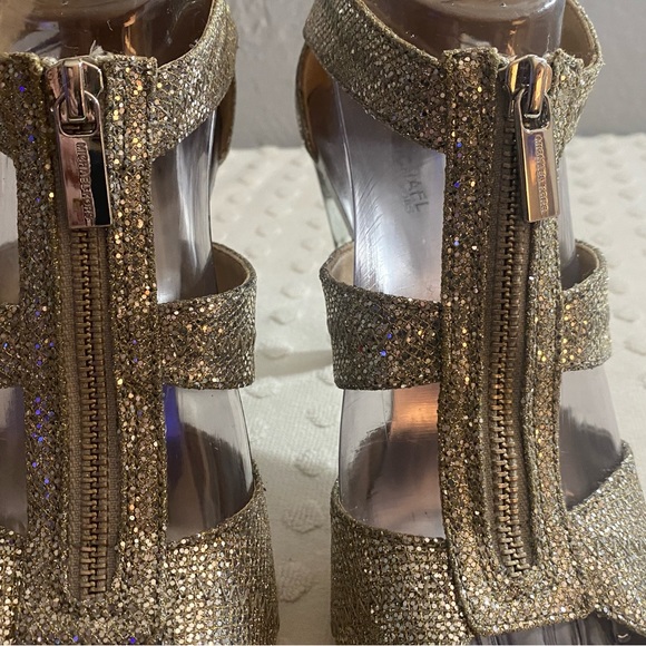 Michael Michael Kors Women's Berkley zipper Silver Glitter Heels - Picture 5 of 16